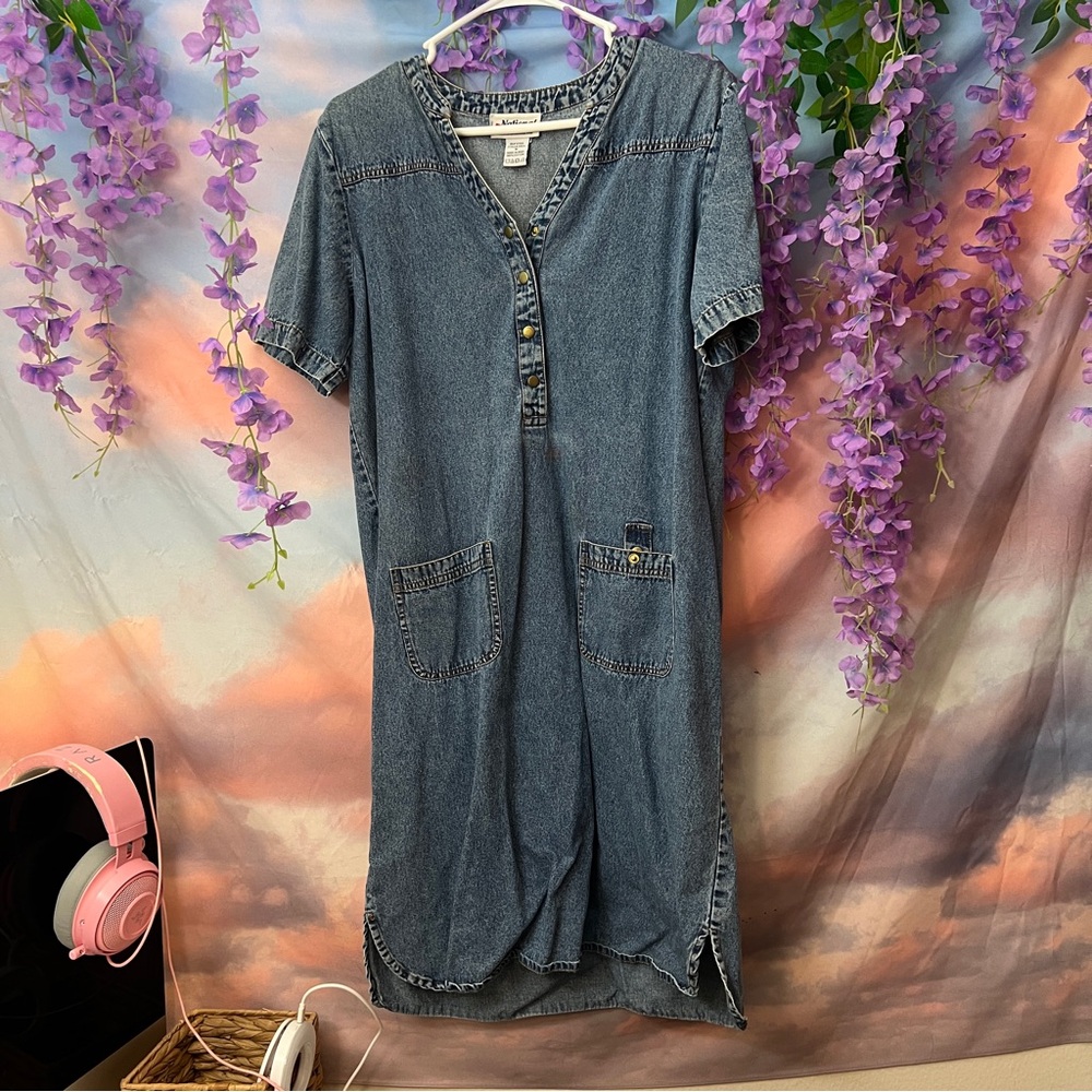 National Denim V-Neck Dress